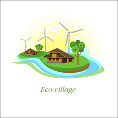 Logo eco-village. Eco-house. Corporate brand style.