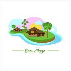 Logo ECO-villages. ECO-house. Suburban real estate. Brand style. Vector logo