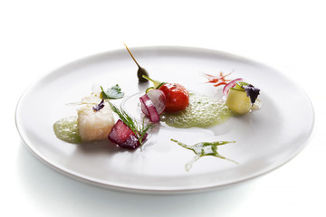 Molecular cuisine vegetable salad