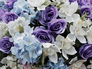 Faded tone of purple and blue flower background
