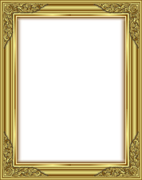 Gold photo frame with corner line floral for picture, Vector design decoration pattern style.frame floral border template illustration,frame icon, frame corner, frame border, frame image,