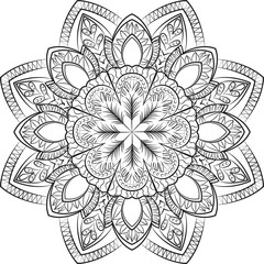 Vector Beautiful Deco Black Mandala, Patterned Design Element, Ethnic Amulet