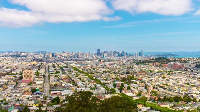 san francisco sunny day famous view point hill city panorama 4k time lapse usa
