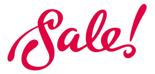 Original custom hand lettering "Sale!". Design element for advertisements, flyer, print and web banners.