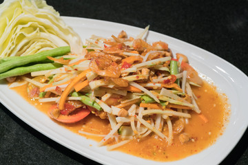 A dish of Sum Tum,The favourite food of Thailand.
