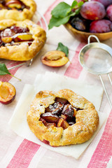 Rustic plum tart pie galette