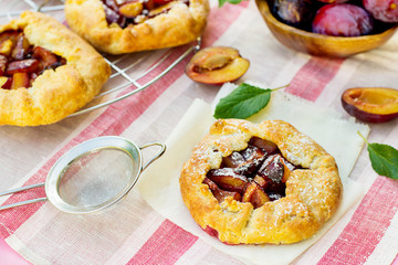 Rustic plum tart pie galette