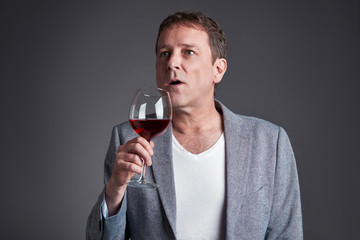 Man with glass of wine	