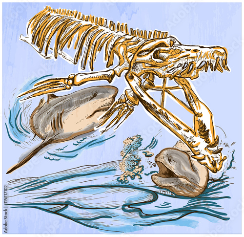 "Underwater Prehistory - An hand drawn vector" Stock image and royalty