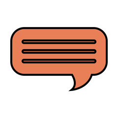 Chat bubble in orange color isolated icon, vector illustration graphic.
