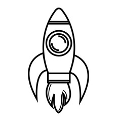 Rocket spaceship flying, isolated flat icon vector illustration graphic.