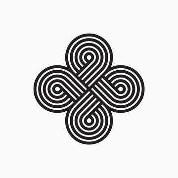 recommend clip art: Twisted lines. Intertwined pattern. Line design. Abstract cloverleaf logo. Vector illustration