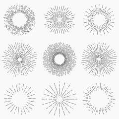 Sunburst collection, line design, vector illustration EPS 10
