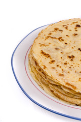Flat lay homemade pancakes on the plate