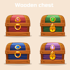 colorful vintage wooden chest with diamonds in vector