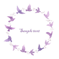 Postcard - wreath with birds. Watercolor 