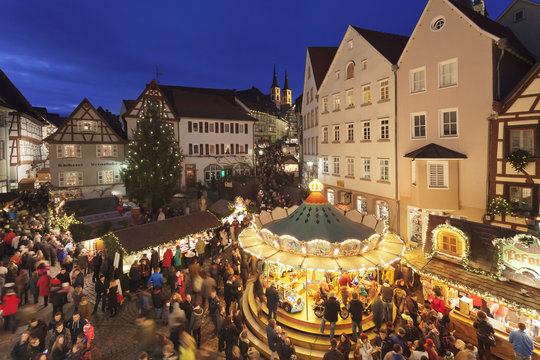 Christmas fair, Blauer Turm Tower, Bad Wimpfen, Baden-Wurttemberg, Germany