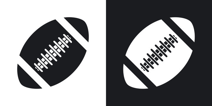 Vector american football ball icon. Two-tone version on black and white background
