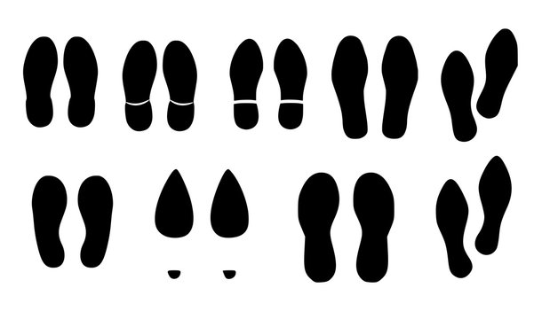 Shoe print set vector
