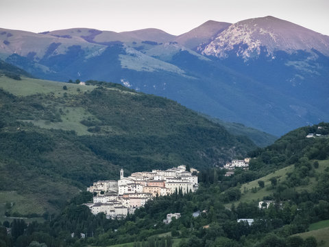 View at sunset, Village of Preci, Valnerina, Umbria