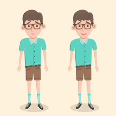 Fototapeta premium Cartoon illustration of a nerd boy