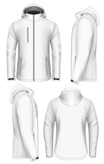 Men hooded softshell jacket design template