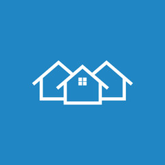 Home icon. House flat vector illustration on blue background