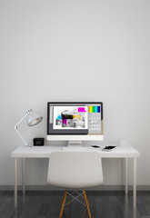 clean workspace with graphic design software
