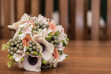 beautiful wedding bouquet of lilies and roses