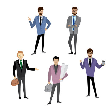 Set of businessman in different poses