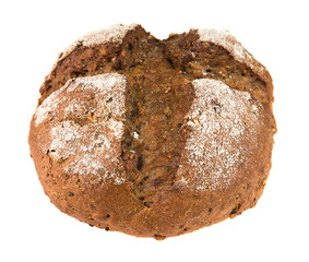 Multigrain bread from wheat flour on a white background.