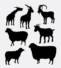 Fototapeta premium Koza i owca sylwetka zwierząt gospodarskich. Dobre wykorzystanie symbolu, logo, ikony internetowej, projektu naklejki, znaku, maskotki lub dowolnego projektu, który chcesz.
