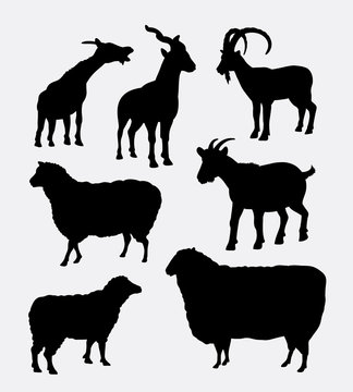 Goat and sheep farm animal silhouette. Good use for symbol, logo, web icon, sticker design, sign, mascot, or any design you want.