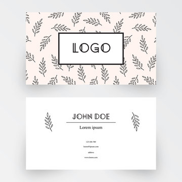 Business card template with floral background, vector illustration EPS 10