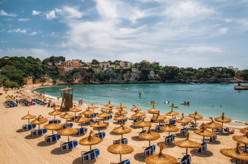 Fototapeta na wymiar Beach in Porto Cristo on Mallorca, Balearic Islands, Spain