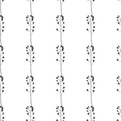Hand drawn meadow grass seamless pattern