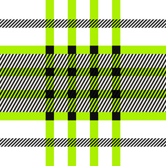Seamless tartan pattern. repeated plaid twill tile texture. green, black and white palette vector illustration.