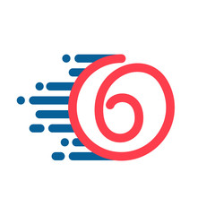 Number six logo in circle with speed line.