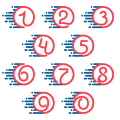 Numbers set logos in circle with speed line.