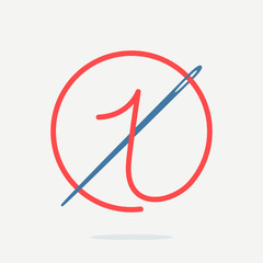 Number one logo with needle and thread.