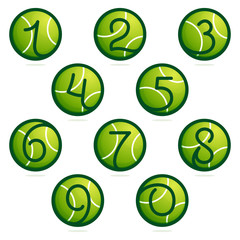Numbers set logos with tennis ball.