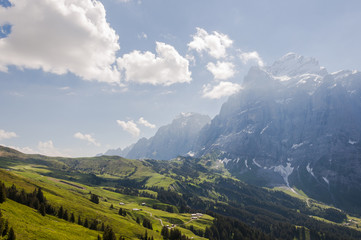 Grindelwald, Dorf, Grosse Scheidegg, Wetterhorn, Engelh&ouml;rner, Schreckfeld, Wanderweg, Wanderferien, Alpen, Berner Oberland, Sommer, Schweiz