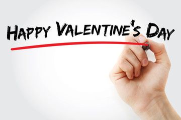 Hand writing Happy Valentines Day with marker, concept background