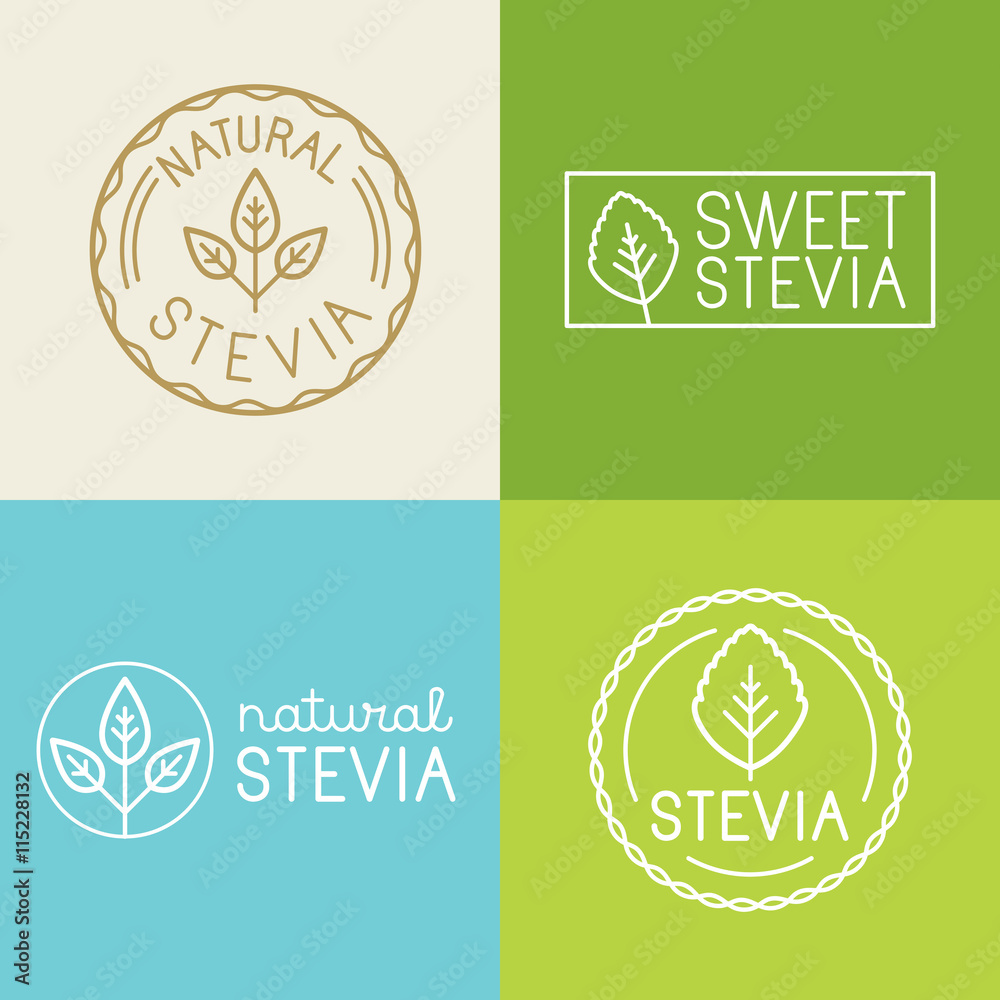 Poster vector set of labels, badges and design elements for food packag