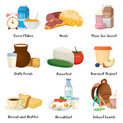 Milk Food Decorative Icons Set