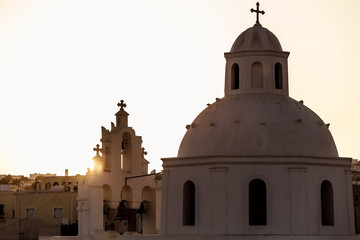 silhouette of a greek church