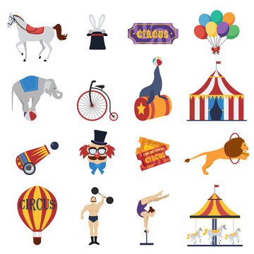 Circus Decorative Icons Set