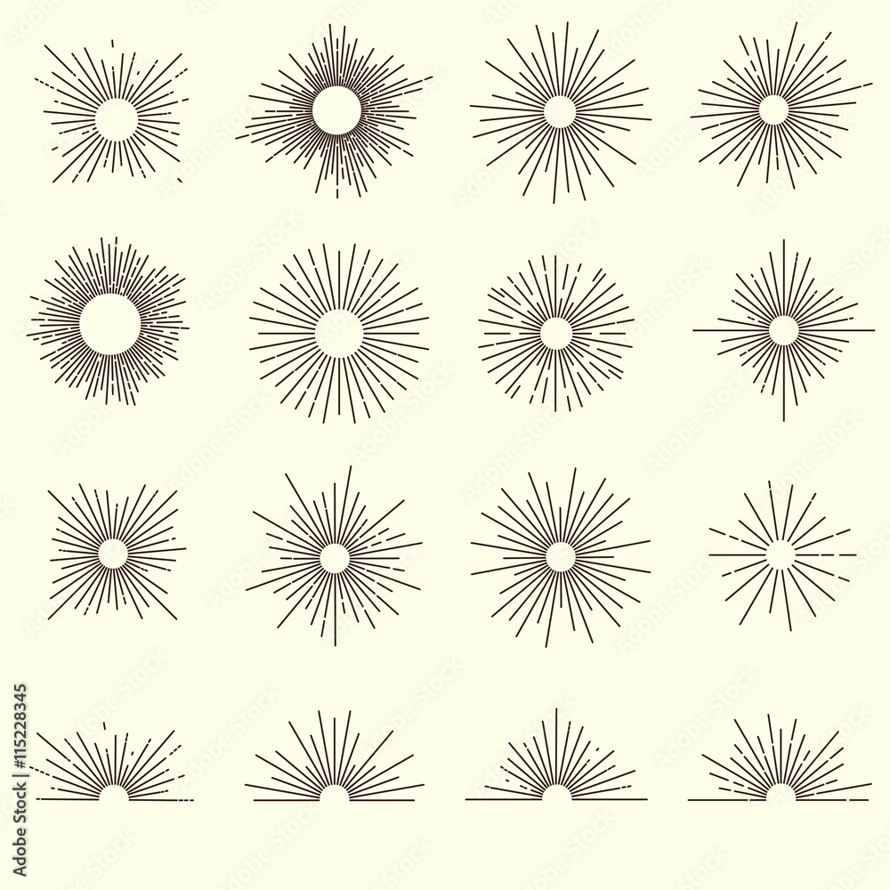 Poster sunburst monochrome design collection