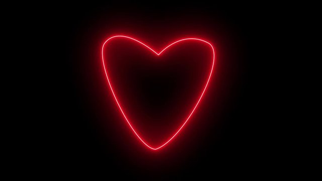 flickering neon light heart 4K