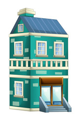 Cartoon illustration of house - block of flats - isolated - illustration for children